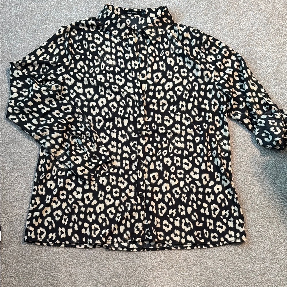 Leopard Print Button-Up Blouse